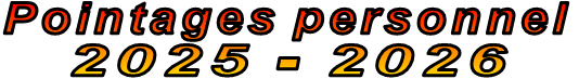 Pointages personnel 2025 - 2026
